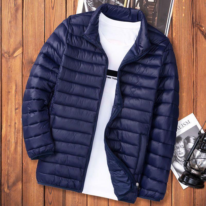 Light Down Cotton-padded Jacket Men's Autumn and Winter Cotton-padded Jacket New Short Vertical Collar Men's Casual Hooded Plus Size Lightweight Jacket - Image 5