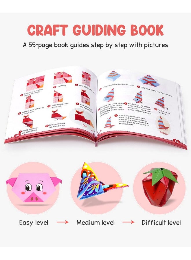 Gamenote Colorful Origami Kit For Kids 54 Projects 120 Double Sided Origami Paper 12 Sheets Practice Papers Instructional Origami Book Origami Gift For 4+ Girls Boys Adult Beginners Training Craft - Image 3