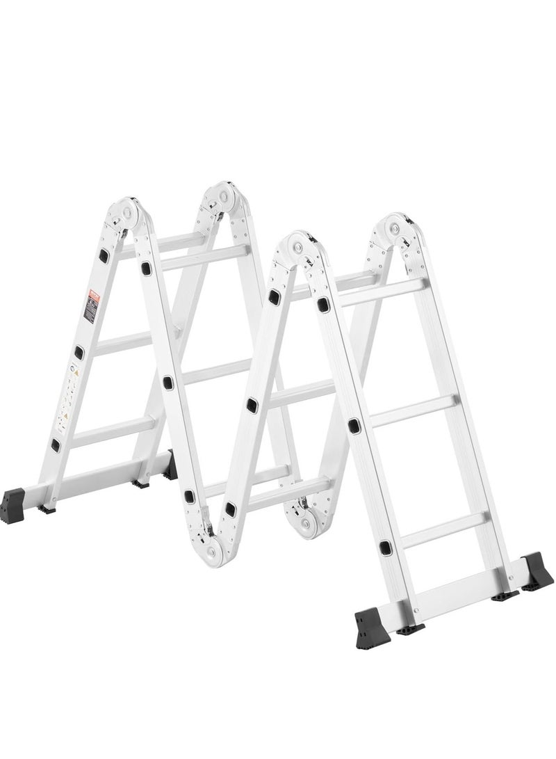 Egardenkart Egardenkart Multi-Purpose Foldable Ladder - 4x3, 12 Steps | Aluminum Folding Ladder for Home, Work, and Outdoor Use | Portable and Adjustable Ladder Foldable with Grip (4x3-3.6mtrs, Silver)  - Image 5