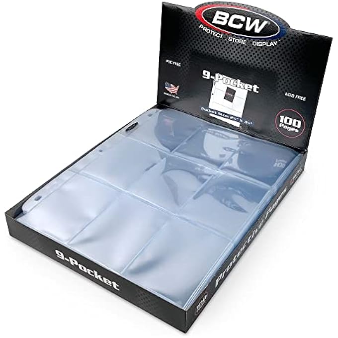 BCW 100 9-POCKET PLASTIC SHEETS TO PROTECT, STORE, DIPLAY SPORTS OR TRADING CARDS - Image 2