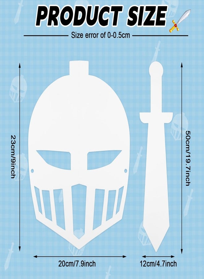 Mooliwe 24 Pack Color Your Own Knight Mask and Swords Craft Kit with Elastic Cord Kids Knight Party Decorations for Kids Vacation Bible School Supplies - Image 2