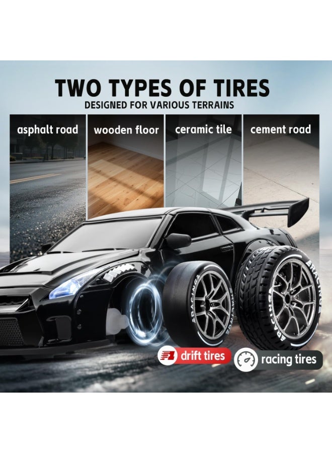 Samira RC Drift Car, 1:24 Scale Remote Control Vehicle with LED Lights, 2.4GHz 20KM/H 4WD High Speed RC Cars, Drifting Tires＆Two Batteries, Racing Sports Toy Idea Gift for Adults Boys Girls and Kids (Black) - Image 4