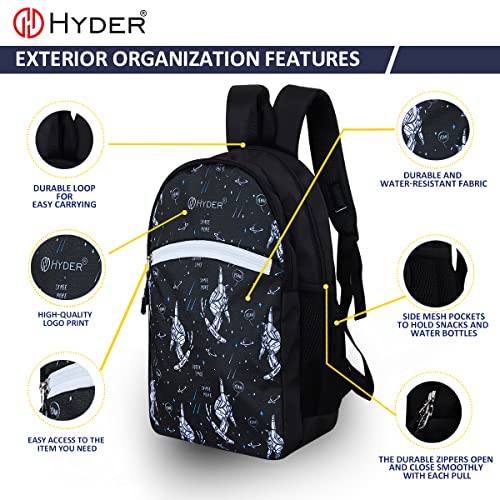 HYDER Kids 20L Small Skating Astronaut Pattern Cartoon Best Stylish Waterproof Lightweight Casual/Picnic/Tuition/School Bag/Backpack for Children Boys And Girls (Black) - Image 3
