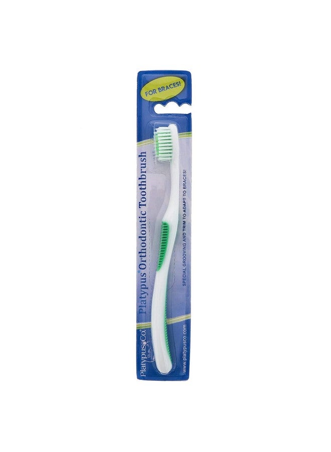 Platypus Orthodontic Toothbrush for Braces | Soft Bristle Braces Toothbrush for Adults & Kids | Angled Bristles for Better Access Around Brackets and Archwires, Comfort Silicone Grip | 1 Count - Image 1