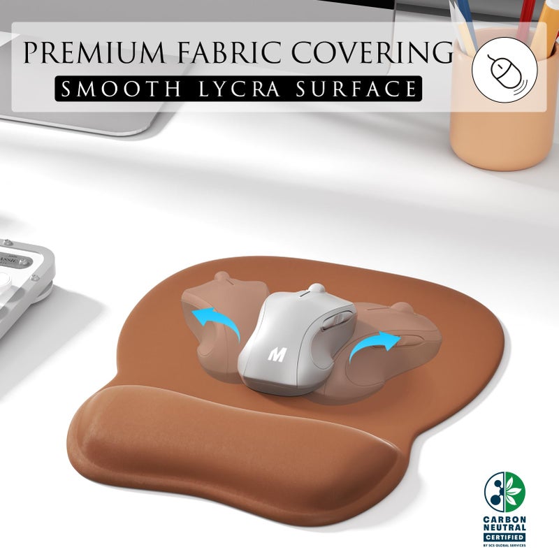 MROCO Ergonomic Mouse Pad with Gel Wrist Rest, Smooth Wrist Support Surface, Non-Slip PU Base for Pain Relief, Comfortable Mousepad for Computer, Laptop, Office & Home, 9.4 x 8.1 in, Coffee Brown - Image 2