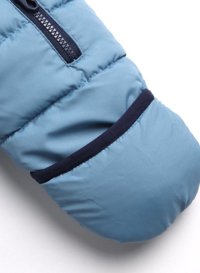 Volcom Baby Boys Pram Snowsuit Heavyweight Quilted Bodysuit Polar Fleece Lined Zip Up Outerwear Jumpsuit Coveralls, 0-24M, Size 12M, Blue - Image 3