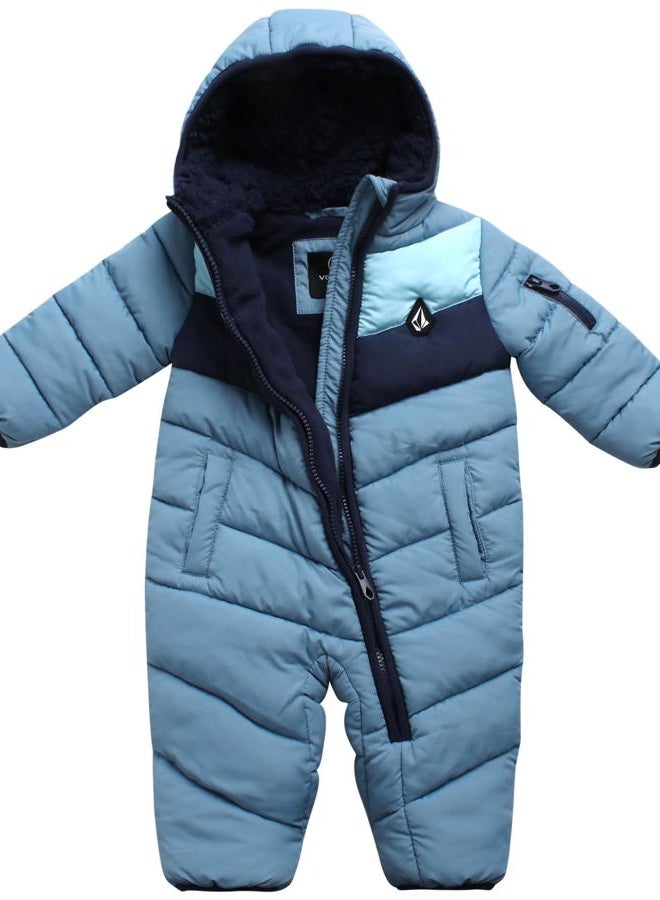 Volcom Baby Boys Pram Snowsuit Heavyweight Quilted Bodysuit Polar Fleece Lined Zip Up Outerwear Jumpsuit Coveralls, 0-24M, Size 12M, Blue - Image 2