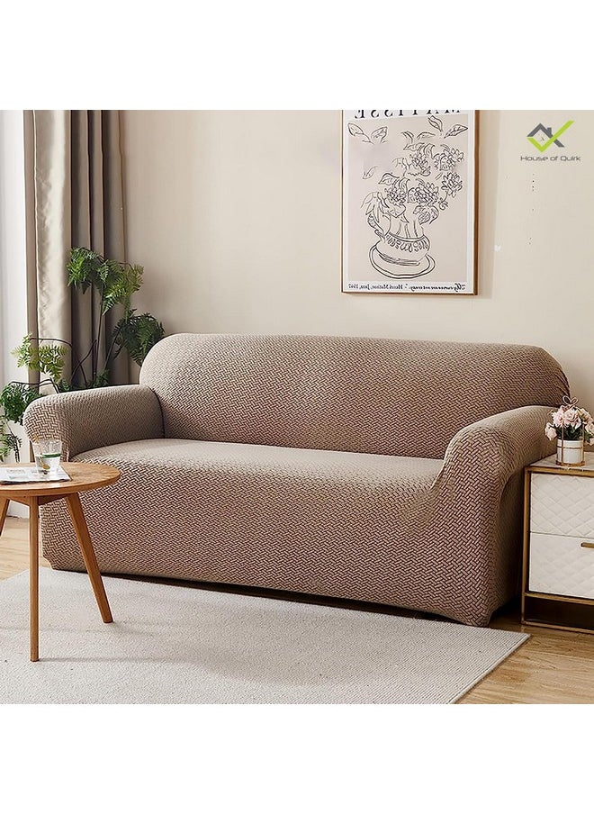 هاوس أوف كويرك غطاء أريكة House of Quirk Universal Single Seater Polar Fleece 220 GSM من القماش المرن القابل للتمدد (كاكي، مقعد واحد)  - Image 2
