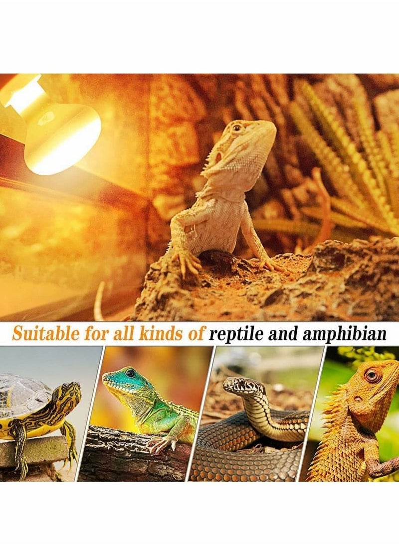 Heat Lamp, Basking Bulb for Bearded Dragon, UVA Reptile Heat Lamp Bulbs for Pet/Amphibian, Basking Spot Heat Lamps for Turtle Tank Bearded Dragon, White Daylight Bulb for Lizard/Hedgehogs