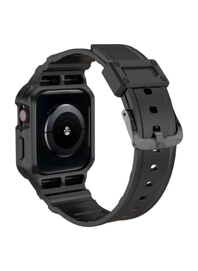 Watch Apple Watch 8 Series Strap and Strap, Male and Female Strap 42/44/45mm, Compatible with 3-7 Series, Durable Case and Strap, iWatch Strap (Black+Black Buckle) - Image 2