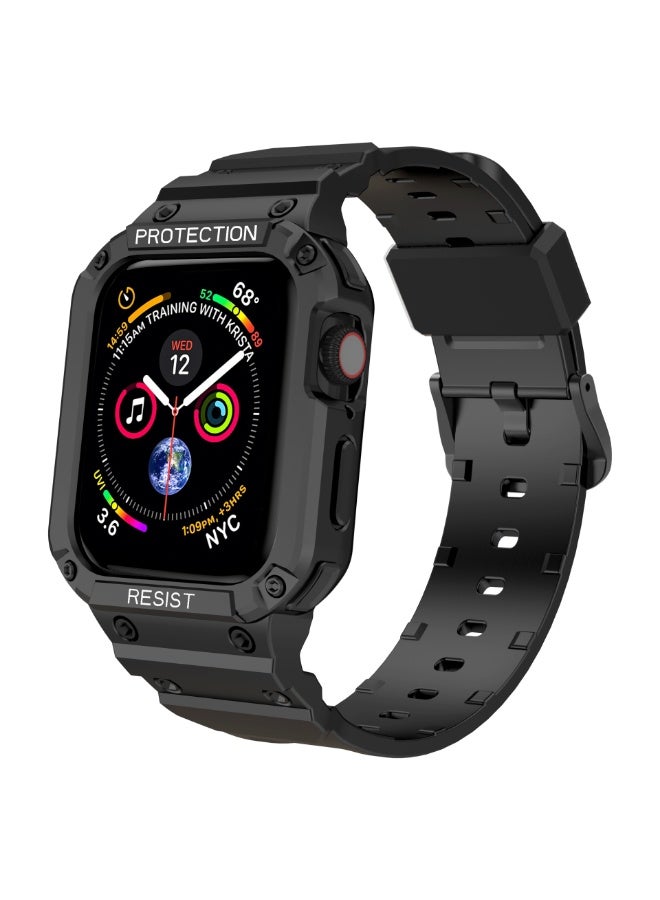 Watch Apple Watch 8 Series Strap and Strap, Male and Female Strap 42/44/45mm, Compatible with 3-7 Series, Durable Case and Strap, iWatch Strap (Black+Black Buckle) - Image 1