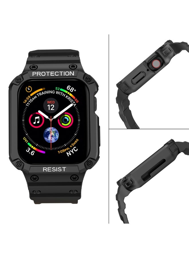 Watch Apple Watch 8 Series Strap and Strap, Male and Female Strap 42/44/45mm, Compatible with 3-7 Series, Durable Case and Strap, iWatch Strap (Black+Black Buckle) - Image 3