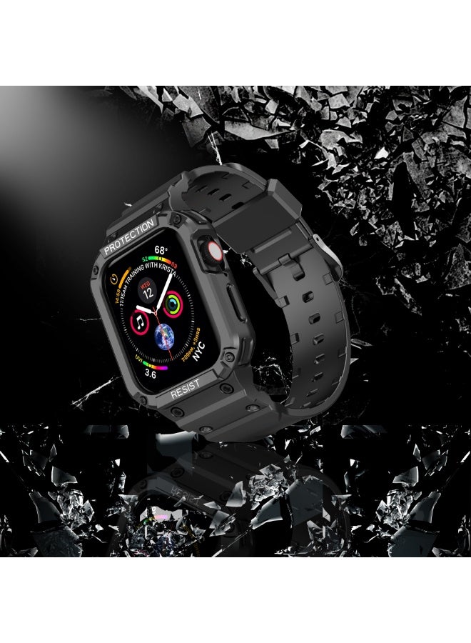 Watch Apple Watch 8 Series Strap and Strap, Male and Female Strap 42/44/45mm, Compatible with 3-7 Series, Durable Case and Strap, iWatch Strap (Black+Black Buckle) - Image 4