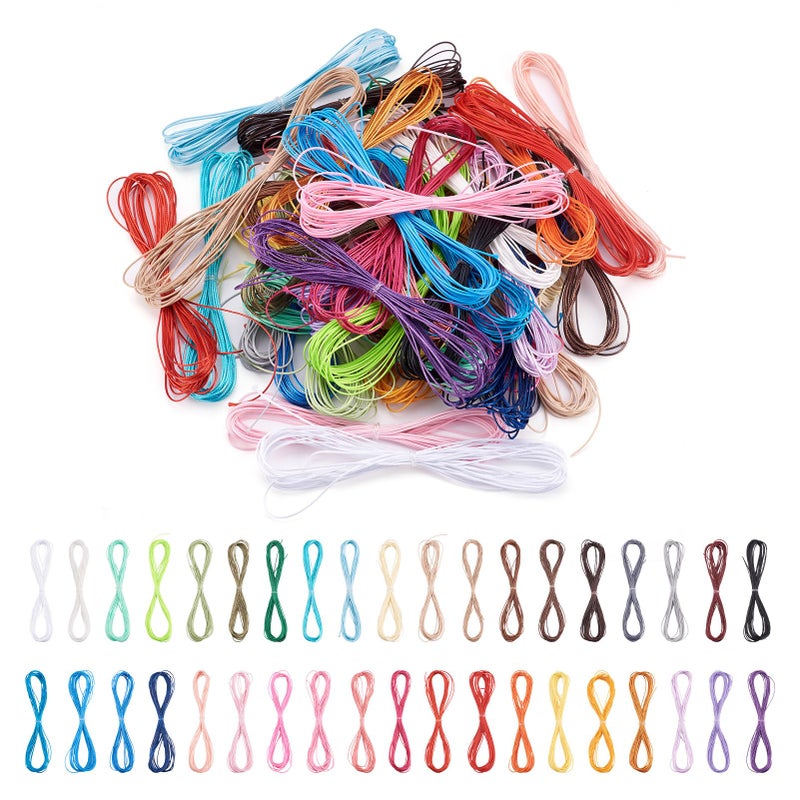 Craftdady 207 Yards 38 Colors Waxed Polyester Cord 05mm Friendship Bracelet Cord Wax Coated String for Braided Macrame Bracelet Jewelry Making