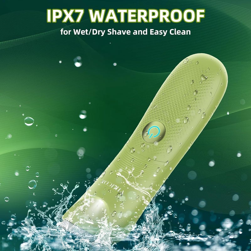 VIKICON مقص الشعر للرجال، مقص شعر منطقة العانة والمناطق الحساسة المقاوم للماء مع ضوء وشفرة سيراميك، مجموعة أدوات العناية بالجسم للرجال، ماكينة حلاقة كهربائية - بدون جروح، هدايا له - Image 3