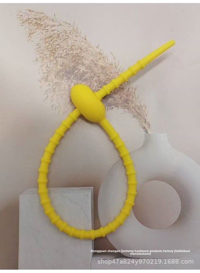 Loquat 215mm Colorful Self-locking Silicone Cable Tie Data Cable Headset Winder DIY Key Doll Sling-Color:Yellow - Image 1