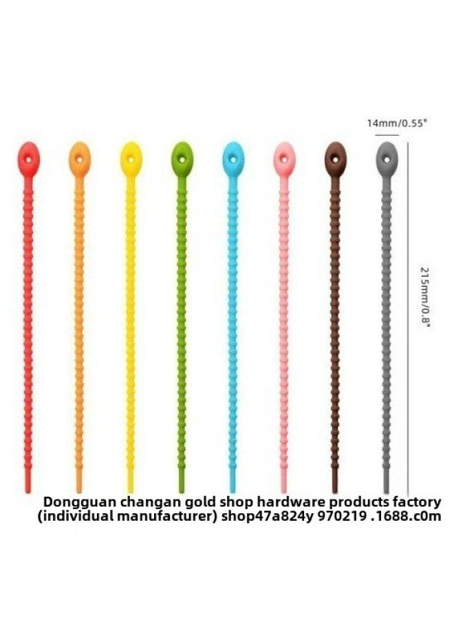 Loquat 215mm Colorful Self-locking Silicone Cable Tie Data Cable Headset Winder DIY Key Doll Sling-Color:Yellow - Image 5