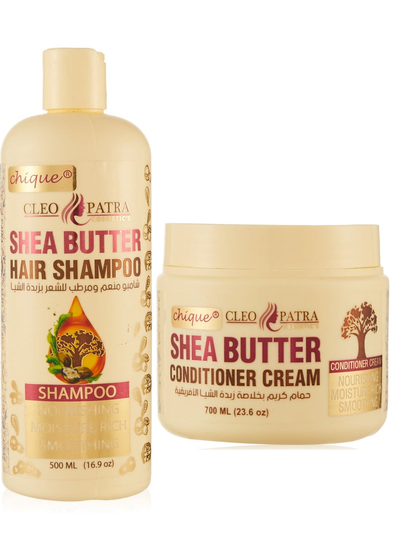 Cleopatra Shea Butter Hair Shampoo-500Ml +Cleopatra Shea Butter Hair Conditioner Cream -700Ml