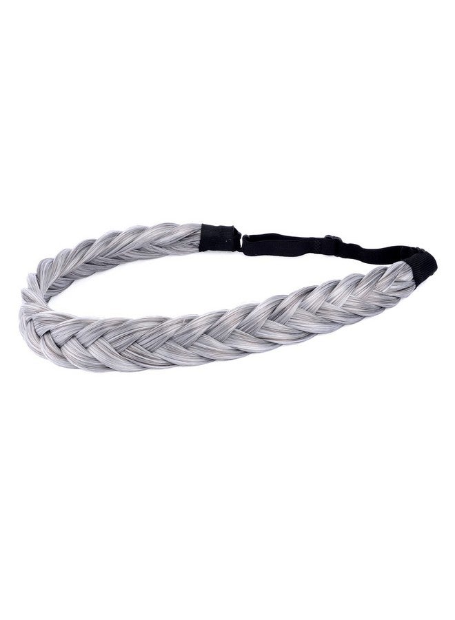 Loquat 2 Strands Synthetic Hair Braided Headband Classic Chunky Plaited Braids Elastic Stretch Hairpiece Women Girl Beauty Accessory 54G (Salt  Pepper) - Image 3