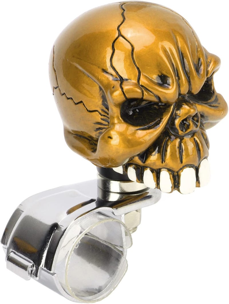Classic design alternatives Skull Shape Car Steering Wheel Spinner Comfortable Grip Easy Operation for Most Vehicles Metal Resin 1.3in (Yellow) All user affordable trusted quality - Image 4