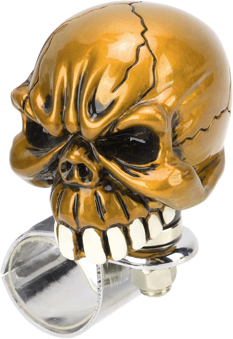 Classic design alternatives Skull Shape Car Steering Wheel Spinner Comfortable Grip Easy Operation for Most Vehicles Metal Resin 1.3in (Yellow) All user affordable trusted quality - Image 2
