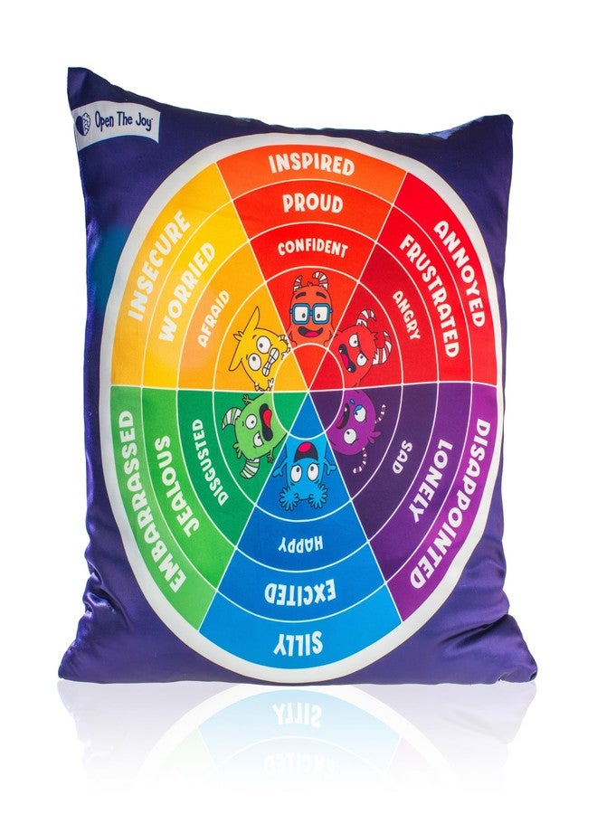 Open The Joy Emotions Wheel Pillow - Soft Round Feelings Chart Pillow for Kids | Social Emotional Learning (SEL) Plush Toy for Calming Corners, Therapy, Classrooms & Home Use - Image 1