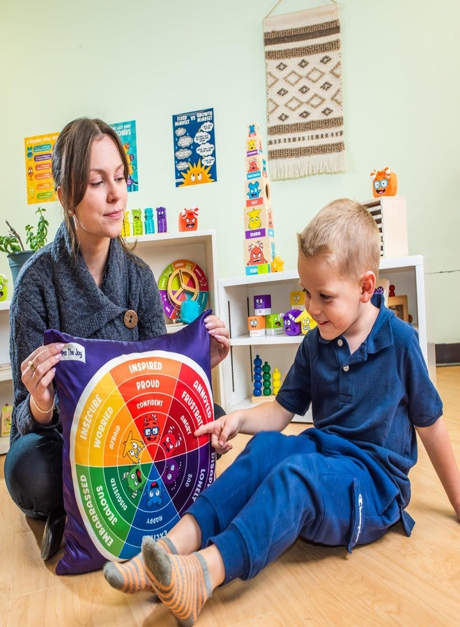 Open The Joy Emotions Wheel Pillow - Soft Round Feelings Chart Pillow for Kids | Social Emotional Learning (SEL) Plush Toy for Calming Corners, Therapy, Classrooms & Home Use - Image 4
