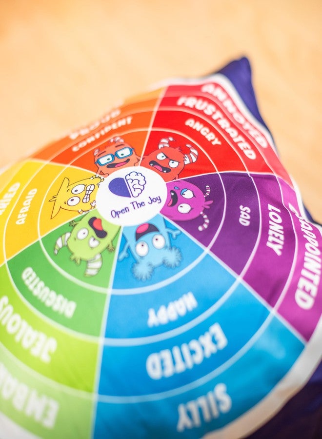 Open The Joy Emotions Wheel Pillow - Soft Round Feelings Chart Pillow for Kids | Social Emotional Learning (SEL) Plush Toy for Calming Corners, Therapy, Classrooms & Home Use - Image 3