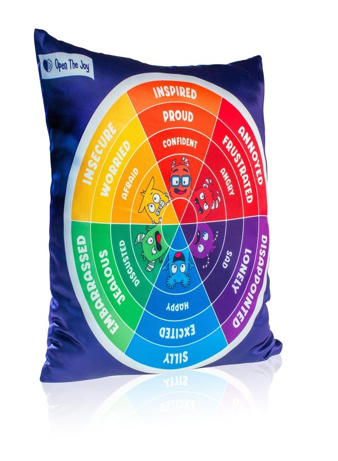 Open The Joy Emotions Wheel Pillow - Soft Round Feelings Chart Pillow for Kids | Social Emotional Learning (SEL) Plush Toy for Calming Corners, Therapy, Classrooms & Home Use - Image 2