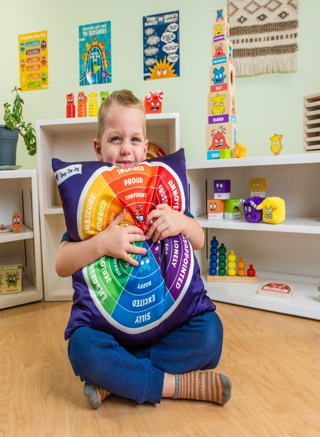 Open The Joy Emotions Wheel Pillow - Soft Round Feelings Chart Pillow for Kids | Social Emotional Learning (SEL) Plush Toy for Calming Corners, Therapy, Classrooms & Home Use - Image 5
