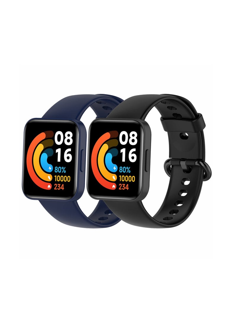 Anmi 2 Straps Compatible with Redmi Watch 2 Lite u0026 POCO Watch u0026 Xiaomi Mi Watch 2 Lite Silicone Strap for Men, Women - Image 1