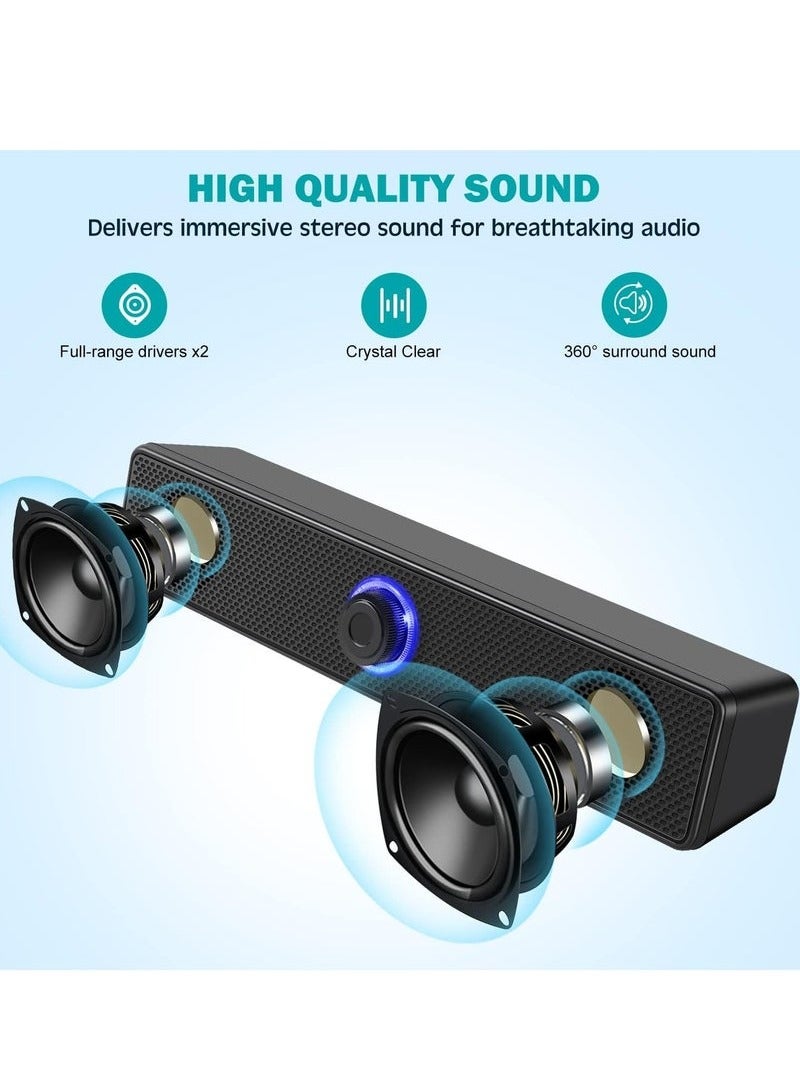مكبرات الصوت اللاسلكية اللاسلكية Bluetooth Stereo Desktop Spekers for Laptops Tablets (باللغة الإنجليزية) - Image 2
