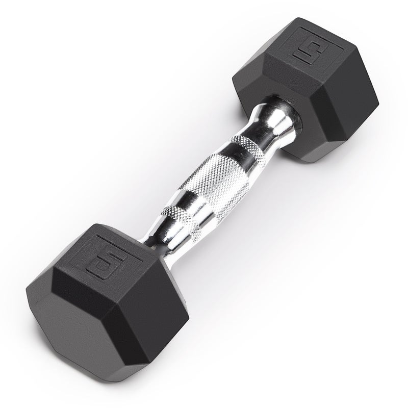 Marcy Classic Rubber Hex Dumbbell with Knurled Grip for Strength Training and Bodybuilding 5-lbs Single Dumbbell IBRH-005 - Image 1