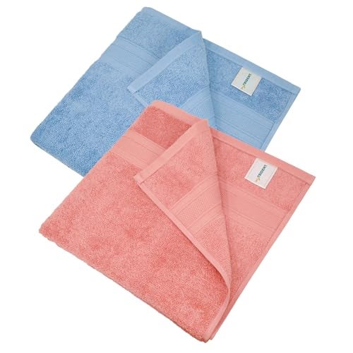 MYTRIDENT Soft Comfort Air Rich 100% Cotton Towels for Bath, 500 GSM Large Size Bathroom Towels for Men/Women, 2PC Bath (69 cm x 137 cm), Allure and Coral Haze - Image 3