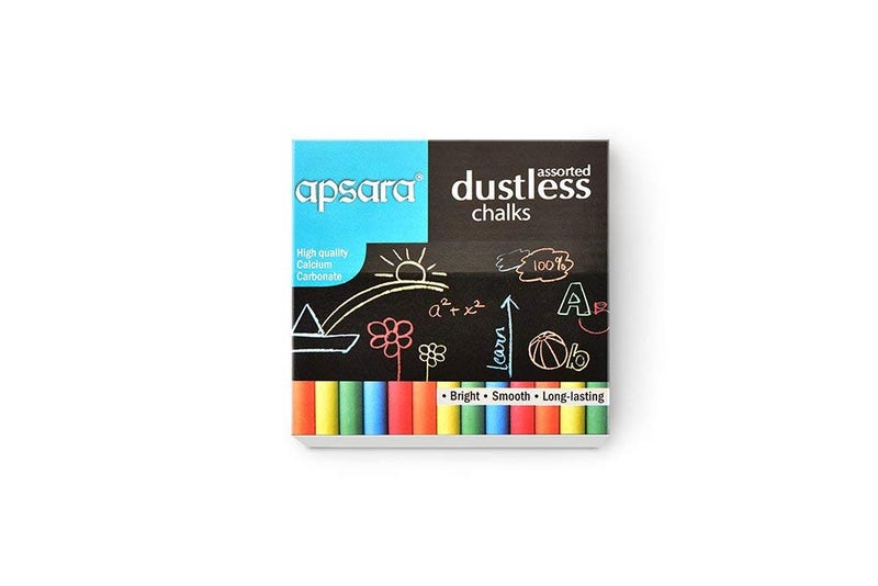 Apsara Assorted Dustless Chalks, 100 Units (Pack of 10 x 10 Units) - Image 1