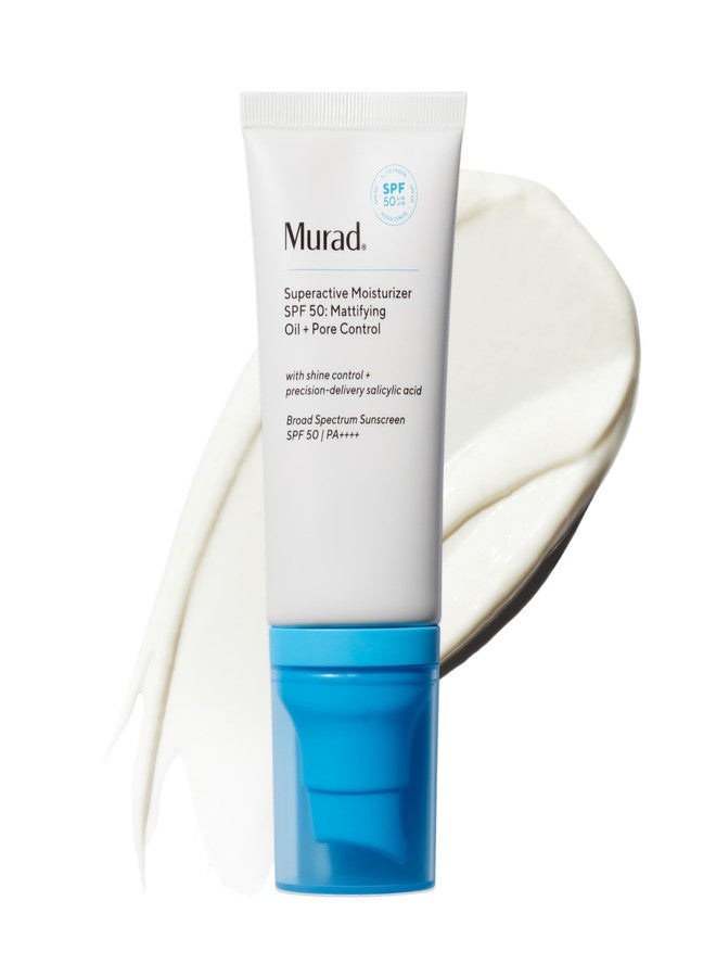 Murad Superactive Mattifying Oil and Pore Control Moisturizer SPF 50 - Shine Free Hydrating Facial Sunscreen Supercharged with Salicylic Acid To Smooth Texture and Minimize Look of Pores - 1.7Fl Oz - Image 1