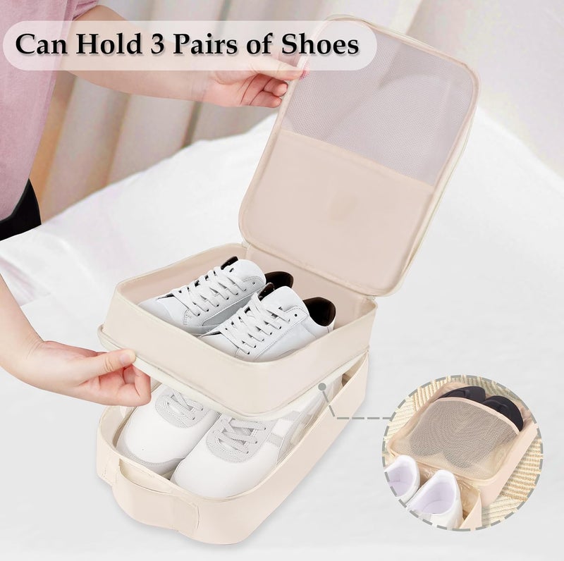 Storescent Compact Shoe Bag/Organizer/Pouch | Protect 3 Pairs of Shoes | Perfect for Travel and Daily Storage (Beige) - Image 1