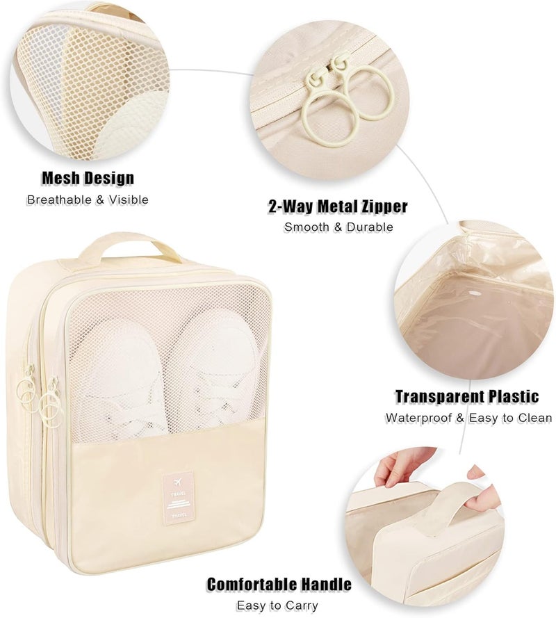 Storescent Compact Shoe Bag/Organizer/Pouch | Protect 3 Pairs of Shoes | Perfect for Travel and Daily Storage (Beige) - Image 4