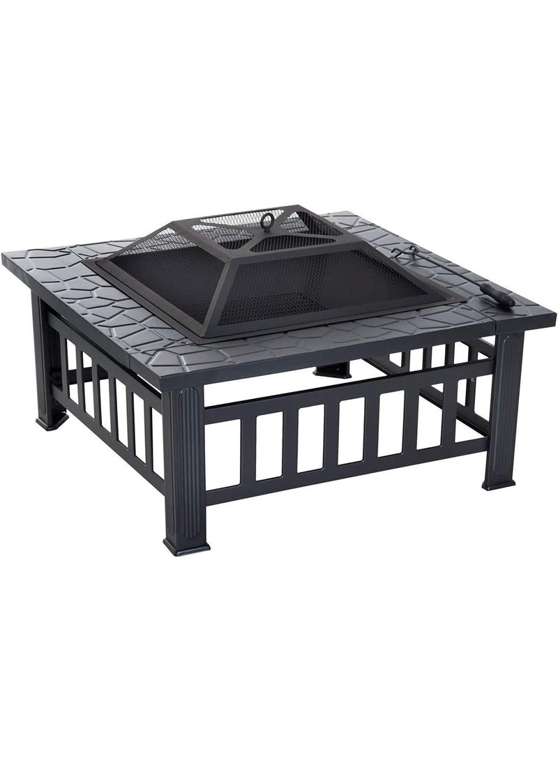 Portable Fire Pit With Grill Black EX-85727 - Image 1