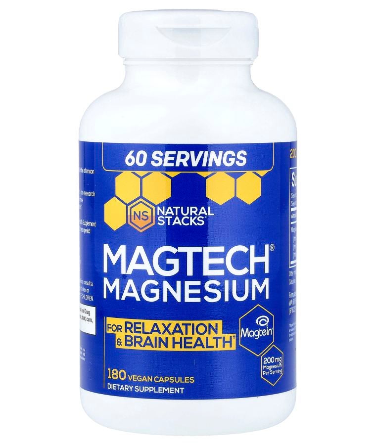 Natural Stacks MagTech® Magnesium 180 Vegan Capsules (66.6 mg per Capsule)