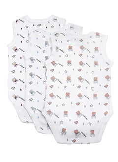 Babies Basic BabiesBasic 100% Super Combed Cotton, Sleeveless Romper/Bodysuit, for New Born to 24months. Set of 3 - Printed  - Image 2