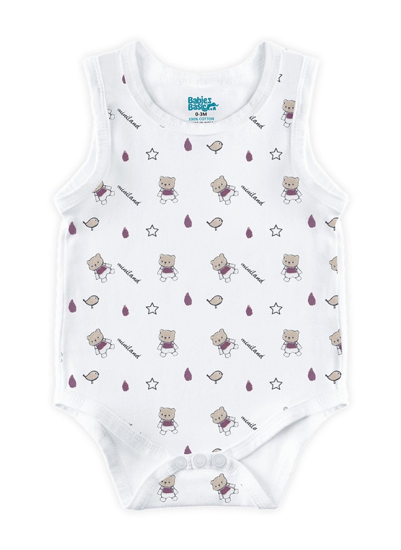 Babies Basic - BabiesBasic 100% Super Combed Cotton, Sleeveless Romper/Bodysuit, for New Born to 24months. Set of 3 - Printed - Image 1