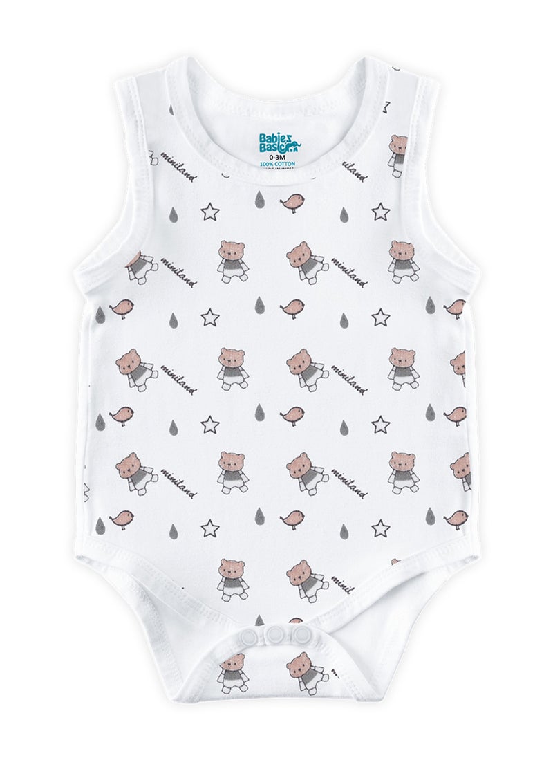 Babies Basic - BabiesBasic 100% Super Combed Cotton, Sleeveless Romper/Bodysuit, for New Born to 24months. Set of 3 - Printed - Image 1