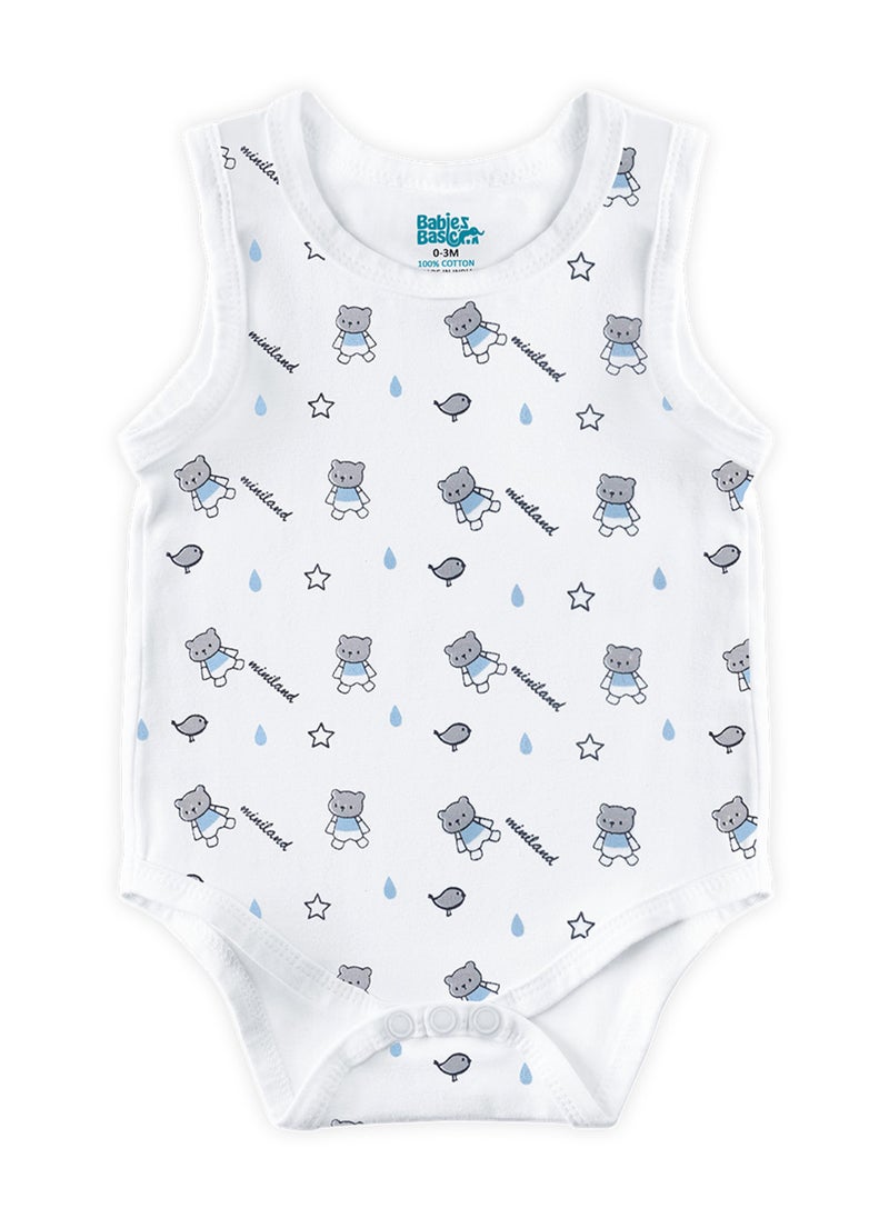 Babies Basic - BabiesBasic 100% Super Combed Cotton, Sleeveless Romper/Bodysuit, for New Born to 24months. Set of 3 - Printed - Image 1
