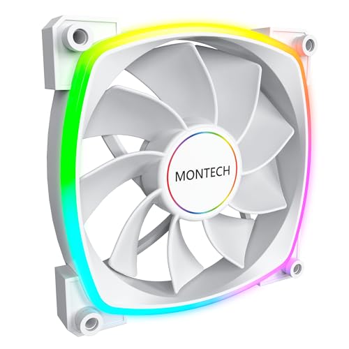 Montech RX 140 ARGB Reversed Fan 1600PWM, High-End Durability, Silent Performance, and Stunning ARGB Design (140mm, White) - Image 1