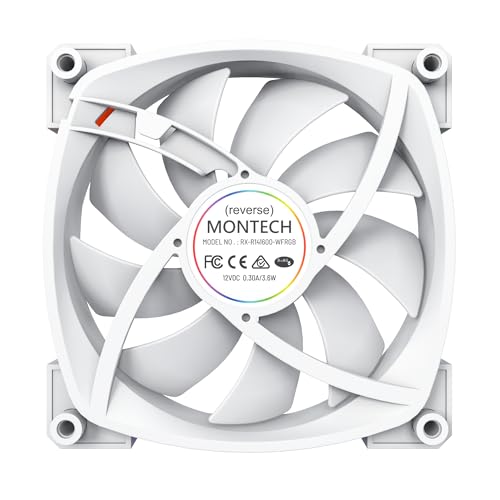 Montech RX 140 ARGB Reversed Fan 1600PWM, High-End Durability, Silent Performance, and Stunning ARGB Design (140mm, White) - Image 2