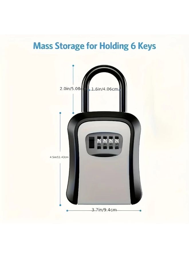 Black SecurePlus Weather Resistant Key Lock Box 4 Digit Combination Resettable Code Detachable Shackle - Image 3