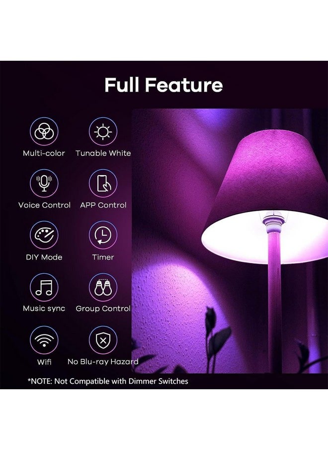 Linkind - Linkind Matter Smart Light Bulb, Smart Bulbs Work with Apple Home, Siri, Alexa, Google Home, SmartThings, Color Changing Light Bulbs RGTBW Music Sync, Mood Lights, 2.4Ghz WiFi A19 E26 60W 800LM 3 Pack - Image 1