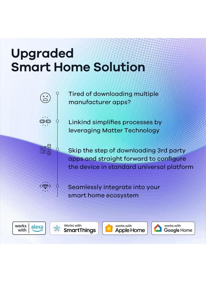 Linkind - Linkind Matter Smart Light Bulb, Smart Bulbs Work with Apple Home, Siri, Alexa, Google Home, SmartThings, Color Changing Light Bulbs RGTBW Music Sync, Mood Lights, 2.4Ghz WiFi A19 E26 60W 800LM 3 Pack - Image 1