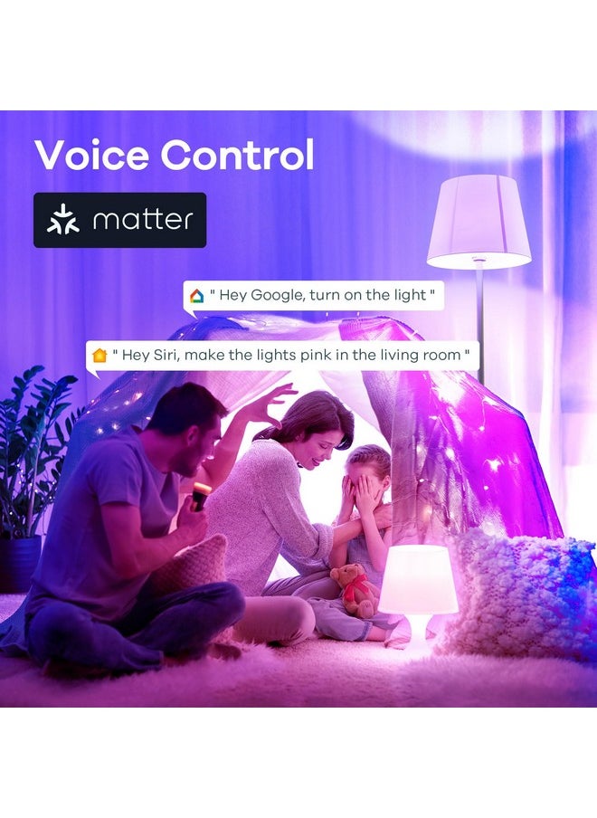 Linkind - Linkind Matter Smart Light Bulb, Smart Bulbs Work with Apple Home, Siri, Alexa, Google Home, SmartThings, Color Changing Light Bulbs RGTBW Music Sync, Mood Lights, 2.4Ghz WiFi A19 E26 60W 800LM 3 Pack - Image 1